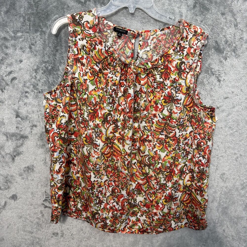 Talbots 14 sleeveless top multicolored pattern